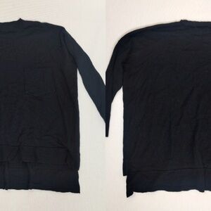 Frame Le Crew Sweater Cashmere Wool Blend‎ Black 3/4 Sleeve Pocket Shirt Small